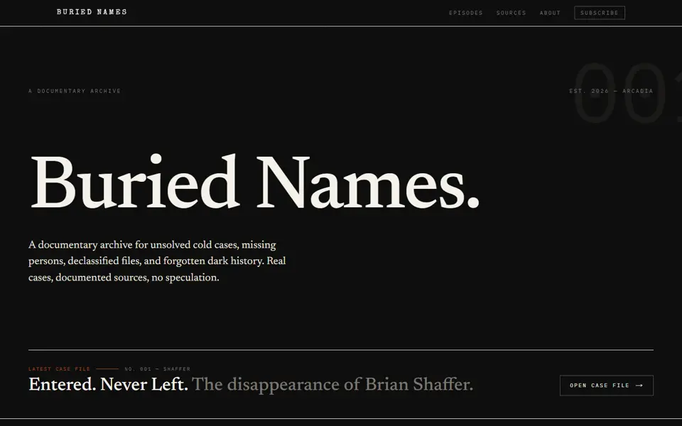 Buried Names homepage