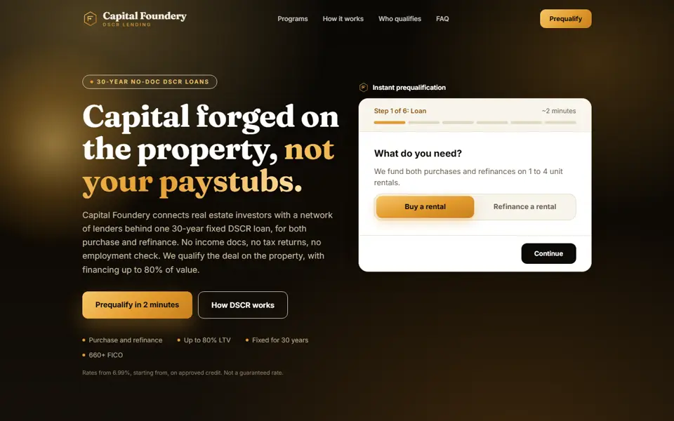 Capital Foundery homepage