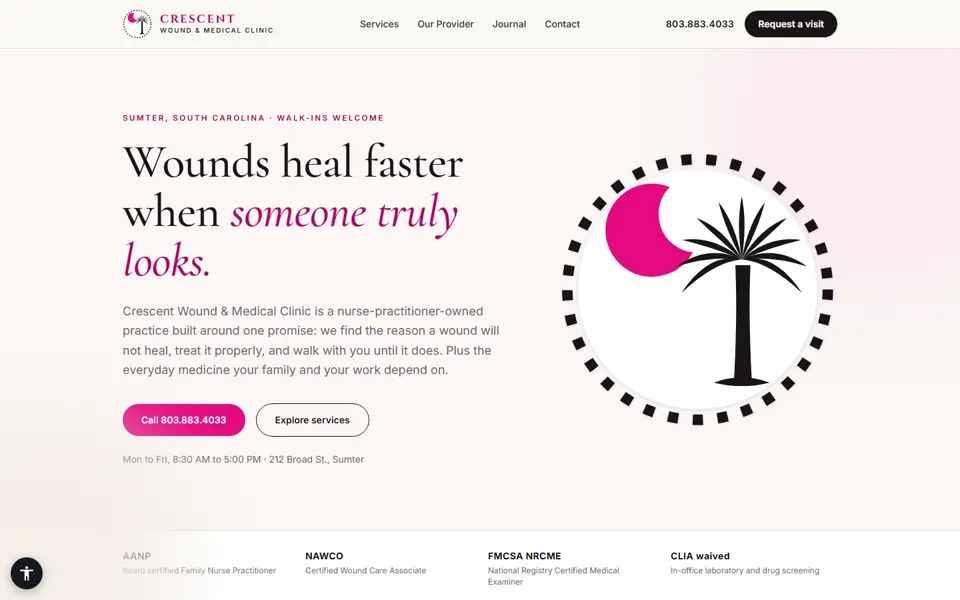 Crescent Wound & Medical Clinic homepage