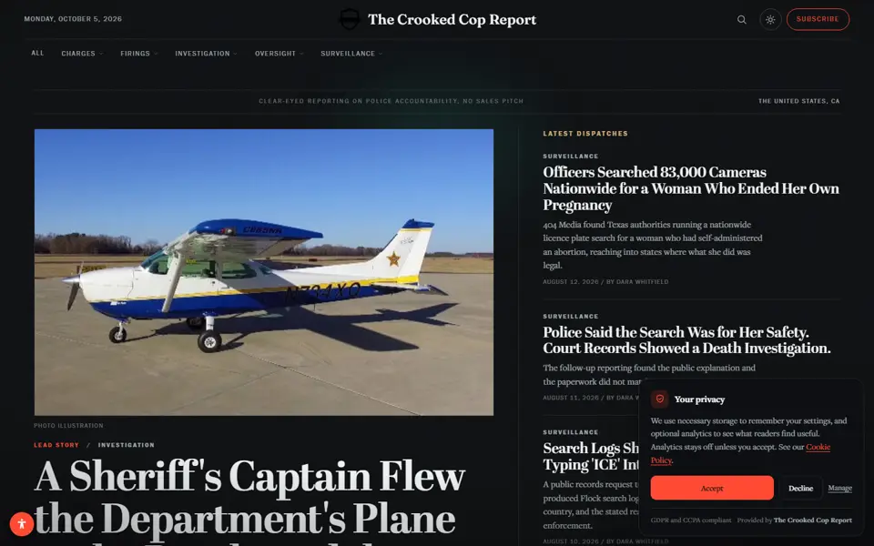 The Crooked Cop Report homepage