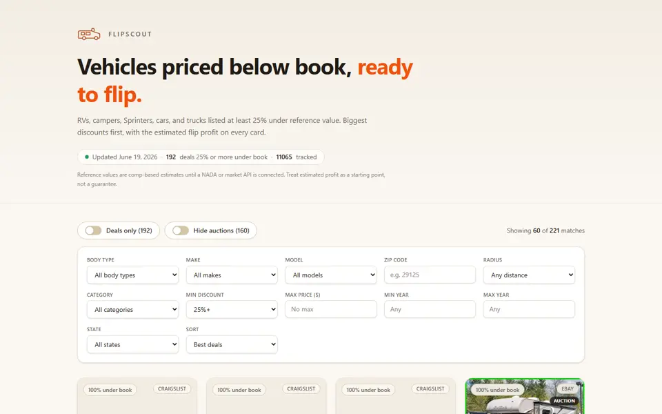 FlipScout homepage